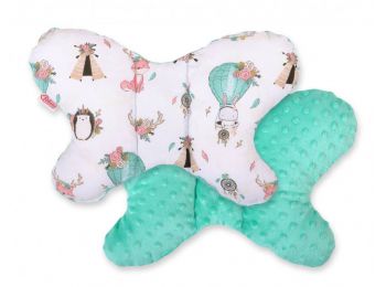BabyLion Prémium Minky pillangó párna - Menta rókák