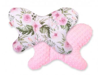 BabyLion Prémium Minky pillangó párna - Rózsaszín virá