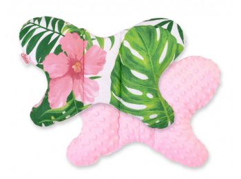 BabyLion Prémium Minky pillangó párna - Trópusi  -Rózsaszín
