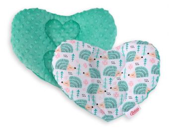 BabyLion Prémium Szív párna - Sünik - Menta