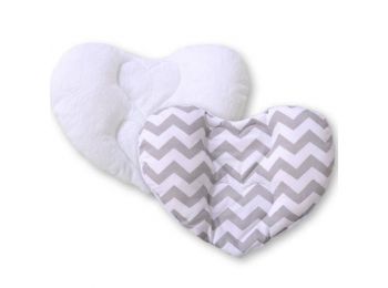 BabyLion Prémium Szív párna - Szürke cikk-cakk