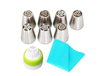 Tulipán alakú sütemény díszítő készlet habzsákkal