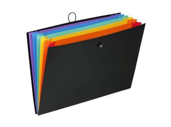 Harmonikamappa, PP, A3, 6 rekeszes, VIQUEL Rainbow Class, fekete (IV999767)