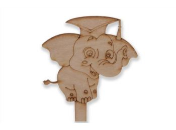 Natúr kalapos elefánt ballagási sziluett tortadísz