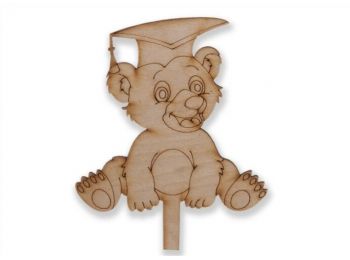 Natúr kalapos maci ballagási tortadísz sziluett