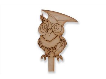 Nagy natúr kalapos bagoly ballagási sziluett tortadísz