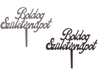 2 db szürke és fekete Boldog születésnapot feliratos szi