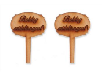 2 db natúr fa Boldog szülinapot feliratos sziluett tortad�