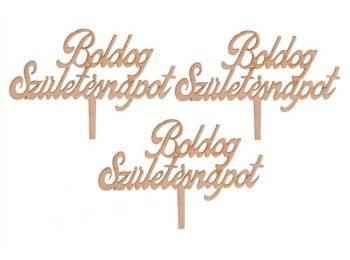 3 db natúr fa Boldog születésnapot feliratos sziluett tor