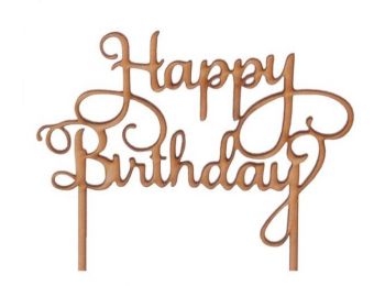 Natúr fa Happy Birthday felirat tortadísz sziluett