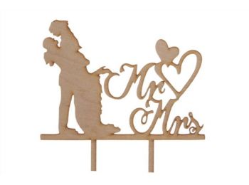 Natúr fa magasba emelős MR & MRS nászpár sziluett tortad