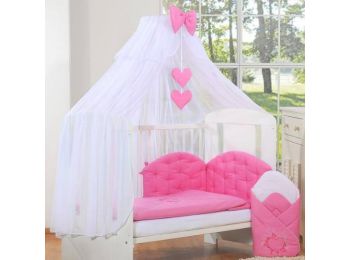 BabyLion Prémium baldachin - Fehér - Magenta masni