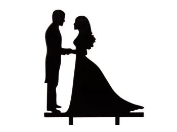 Fekete műanyag szemben álló nászpár sziluett beszúró