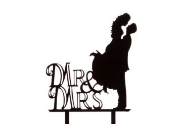 Fekete műanyag magasba emelős MR & MRS esküvői nászpár