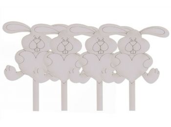 4 db szíves nyuszi fehér sziluett tortadísz