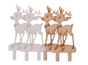 4 db fehér és natúr rénszarvas karácsonyi sziluett tort