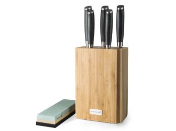 G21 Damascus késszett (5 db) bambusztartóval + ajándék c