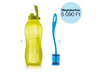 Öko palack 1,5 L sárga, kipattintható kupakkal és kefe s