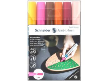 Akril marker készlet, 4 mm, SCHNEIDER Paint-It 320, 6 különböző szín (TSC320V63)