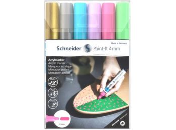 Akril marker készlet, 4 mm, SCHNEIDER Paint-It 320, 6 különböző szín (TSC320V62)