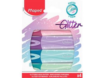 Szövegkiemelő, 1-5 mm, MAPED Glitter Fluo Peps, vegyes pasztell színek (IMA742046)