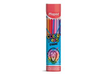 Színes ceruza készlet, háromszögletű, fém hengerben,  MAPED Color`Peps Strong 24 különböző szín (IMA862745)