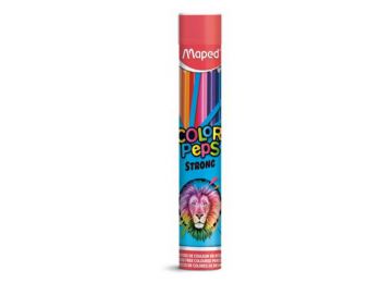 Színes ceruza készlet, háromszögletű, fém hengerben,  MAPED Color`Peps Strong 12 különböző szín (IMA862744)