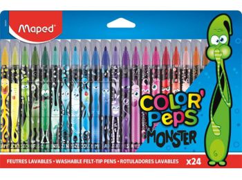 Filctoll készlet, 2,8 mm, kimosható, MAPED Color`Peps Monster 24 különböző szín (IMA845401)