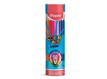 Színes ceruza készlet, háromszögletű, fém hengerben,  MAPED Color`Peps Strong 36 különböző szín (IMA862746)