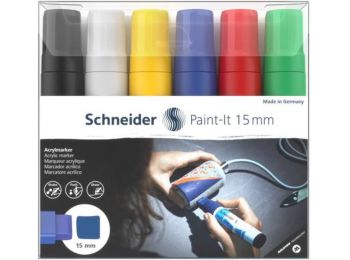 Akril marker készlet, 15 mm, SCHNEIDER Paint-It 330, 6 különböző szín (TSC330V6)