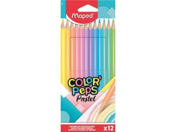 Színes ceruza készlet, háromszögletű, MAPED Color`Peps Pastel, 12 különböző pasztell szín (IMA832069)