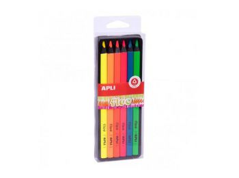 Színes ceruza készlet, háromszögletű, vastag, APLI Fluo, 6 különböző fluoreszkáló szín (LCA18060)