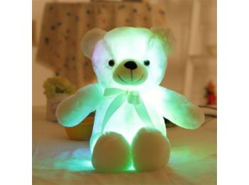Nagy színes világító plüss medve LED Teddy maci - fehé