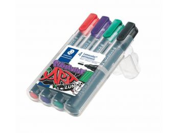 Alkoholos marker készlet, 2 mm, kúpos, STAEDTLER Lumocolor 352, 4 különböző szín (TS352WP41)