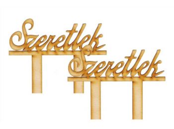 3 db natúr fa Szeretlek felirat sziluett tortadísz