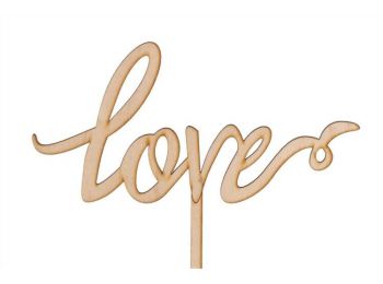 Natúr Love felirat sziluett tortadísz