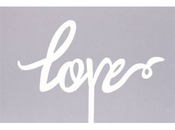 Fehér Love felirat sziluett tortadísz