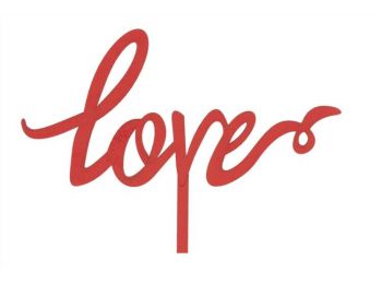 Piros Love felirat sziluett tortadísz