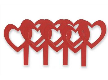 4 db piros áttört duplaszív sziluett tortadísz beszúró