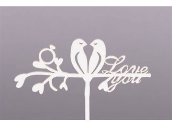 Fehér műanyag galambpár esküvői tortadísz sziluett