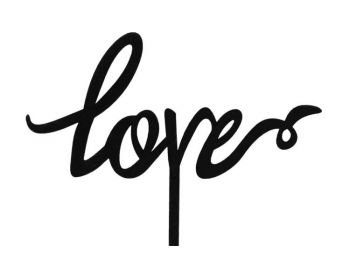 Fekete műanyag Love felirat sziluett tortadísz