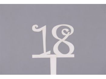 Fehér vidám 18-as szülinapi sziluett tortadísz