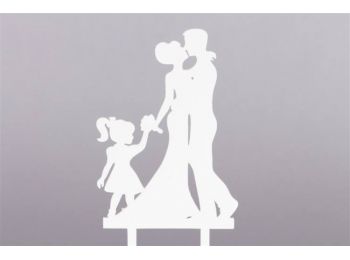Fehér kislányos pár esküvői tortadísz sziluett