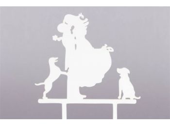 Fehér kutyás pár esküvői tortadísz sziluett