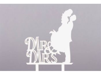 Fehér magasba emelős MR & MRS esküvői nászpár sziluett