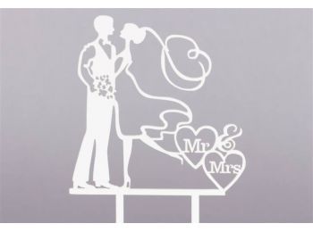 Fehér Mr & Mrs feliratos nászpár 