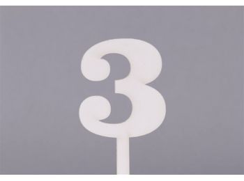Fehér nagy 3-as szülinapi sziluett tortadísz