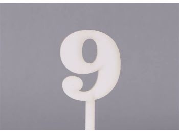Fehér nagy 9-es szülinapi sziluett tortadísz