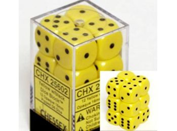 Chessex dobókocka szett - hat oldalú - teli citromsárga (12 db)