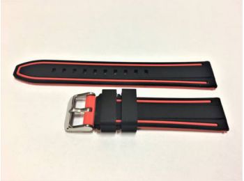 SZ1378 Alfa piros-fekete műanyag óraszíj 20-as